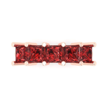 2.5 cttw Natural Garnet Princess Cut Rose Gold Eternity Wedding Band