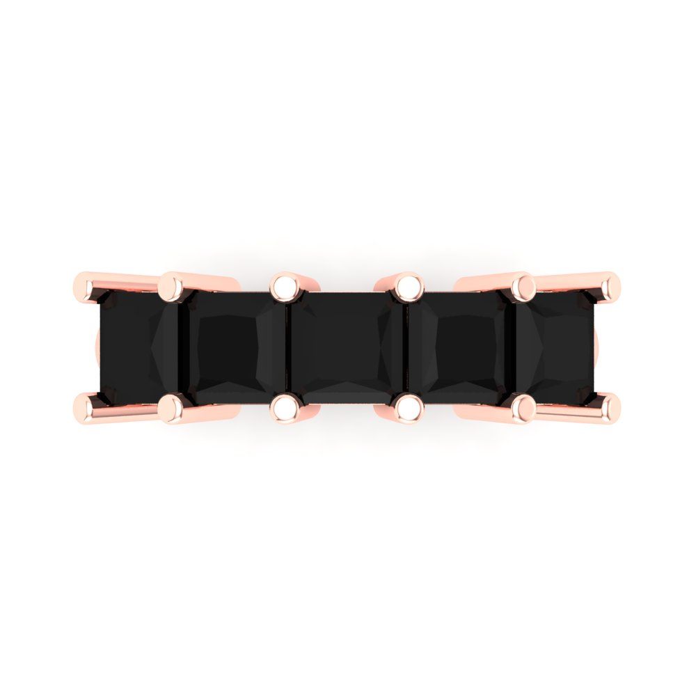 2.5 cttw Natural Onyx Princess Cut Rose Gold Eternity Wedding Band