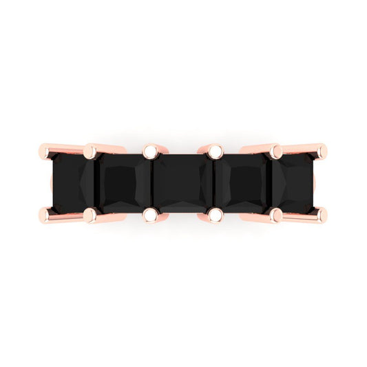 2.5 cttw Natural Onyx Princess Cut Rose Gold Eternity Wedding Band
