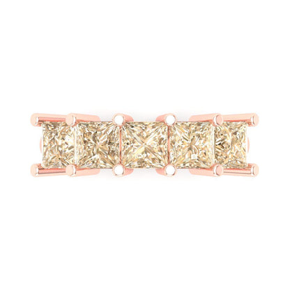 2.5 cttw Natural Morganite Princess Cut Rose Gold Eternity Wedding Band