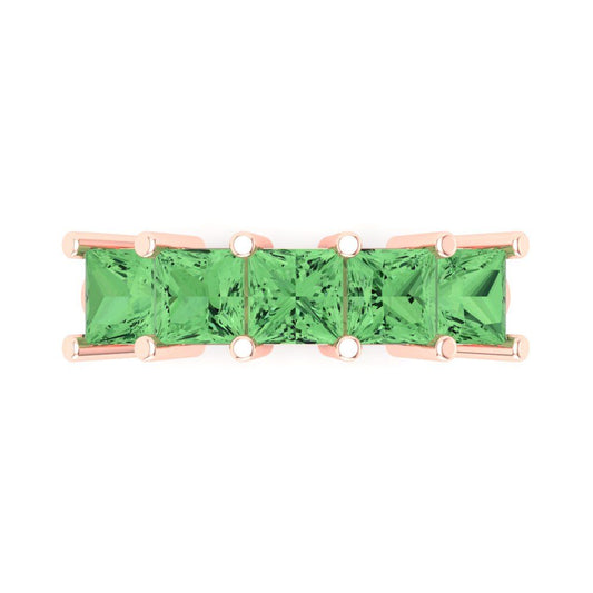 2.5 cttw Simulated Green Diamond Princess Cut Rose Gold Eternity Wedding Band