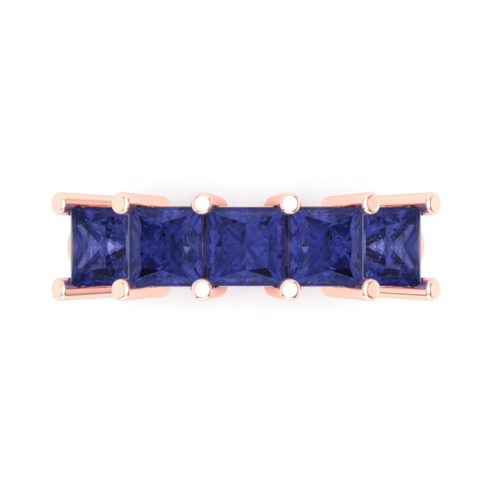 2.5 cttw Simulated Tanzanite Princess Cut Rose Gold Eternity Wedding Band