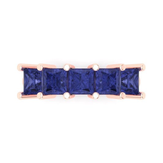 2.5 cttw Simulated Tanzanite Princess Cut Rose Gold Eternity Wedding Band