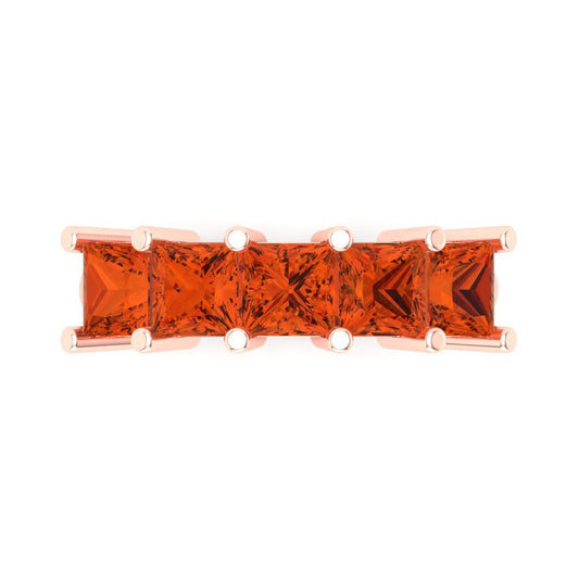 2.5 cttw Simulated Red Diamond Princess Cut Rose Gold Eternity Wedding Band