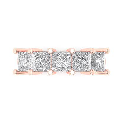 2.5 cttw White Sapphire Princess Cut Rose Gold Eternity Wedding Band