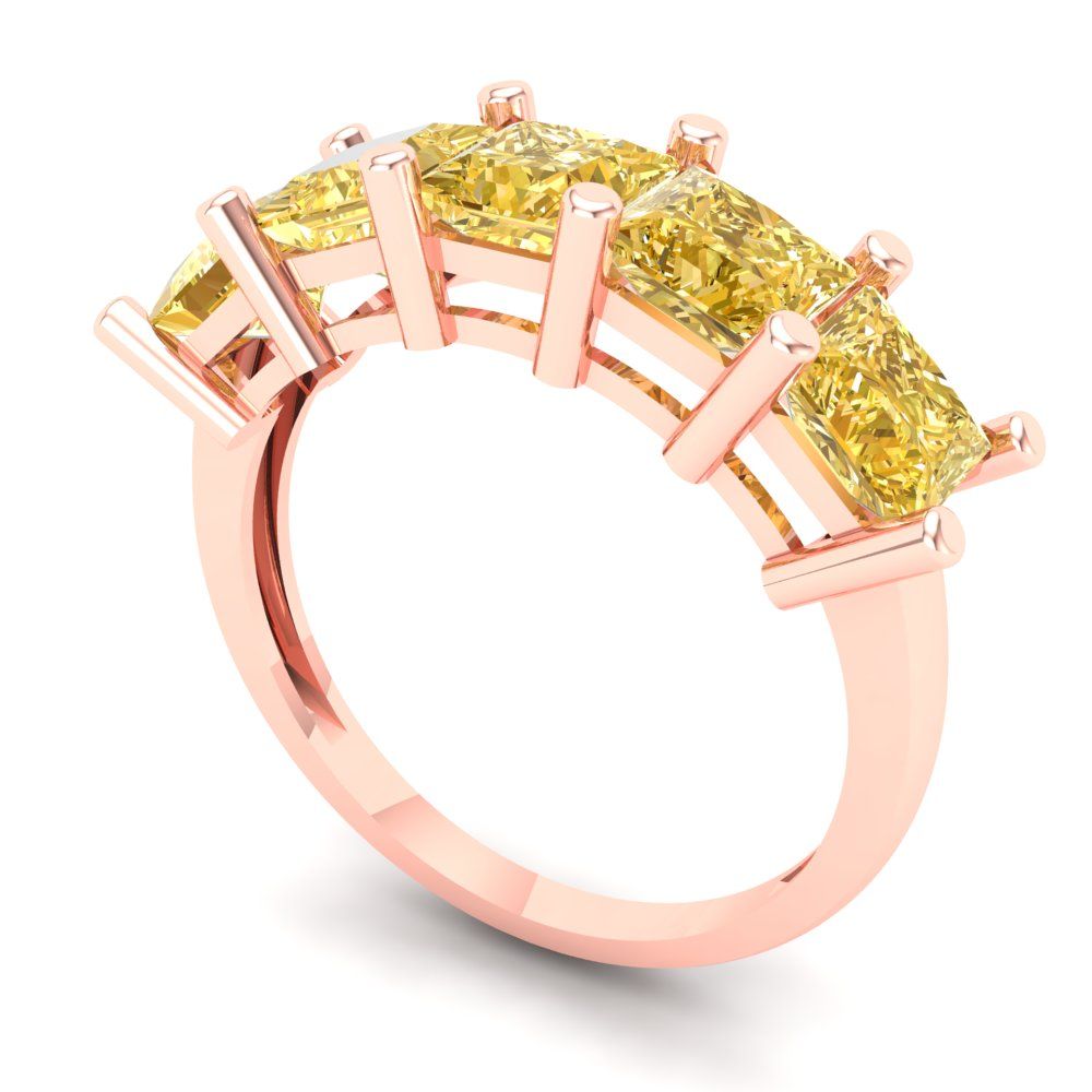 2.5 cttw Simulated Yellow Diamond Princess Cut Rose Gold Eternity Wedding Band