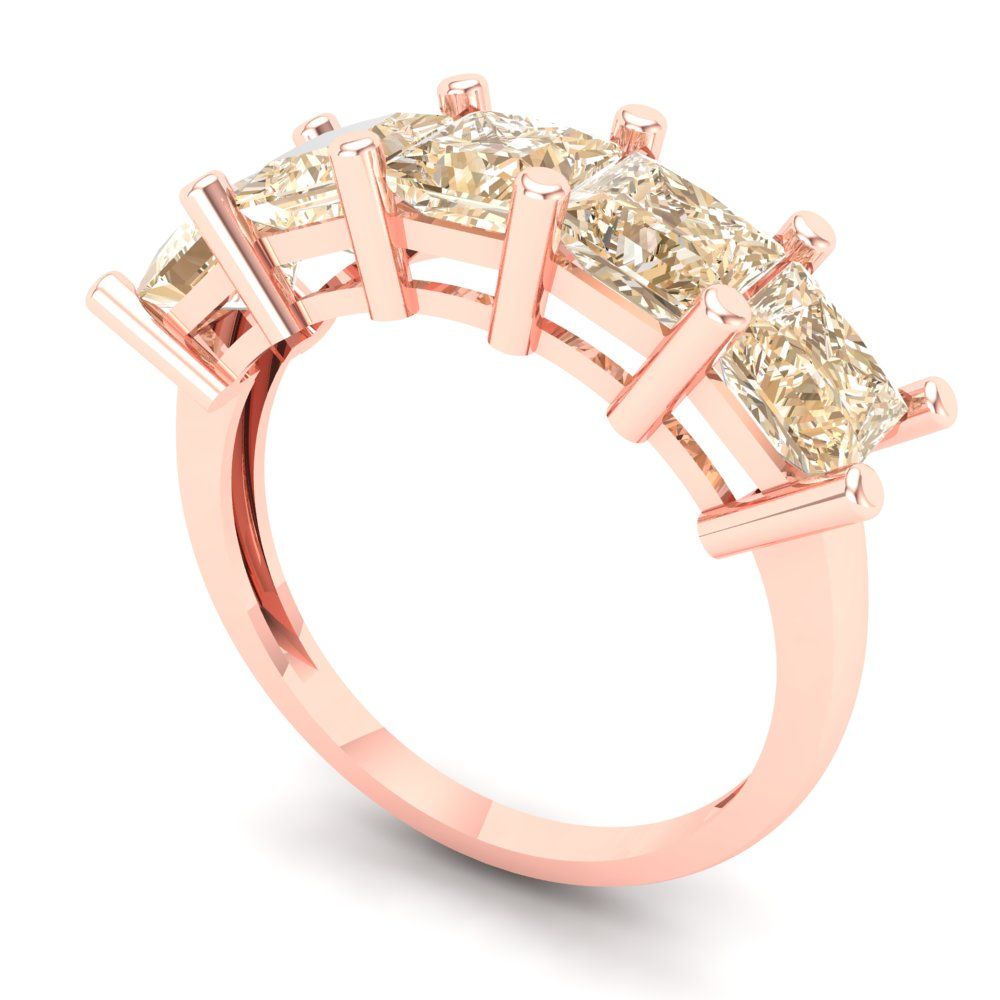 2.5 cttw Natural Morganite Princess Cut Rose Gold Eternity Wedding Band