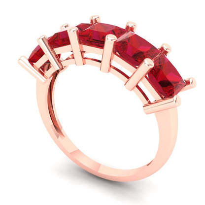 2.5 cttw Simulated Pink Tourmaline Princess Cut Rose Gold Eternity Wedding Band