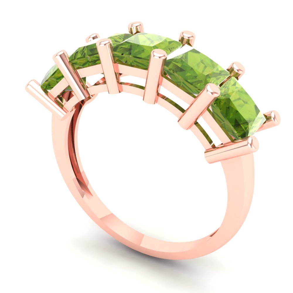2.5 cttw Natural Peridot Princess Cut Rose Gold Eternity Wedding Band