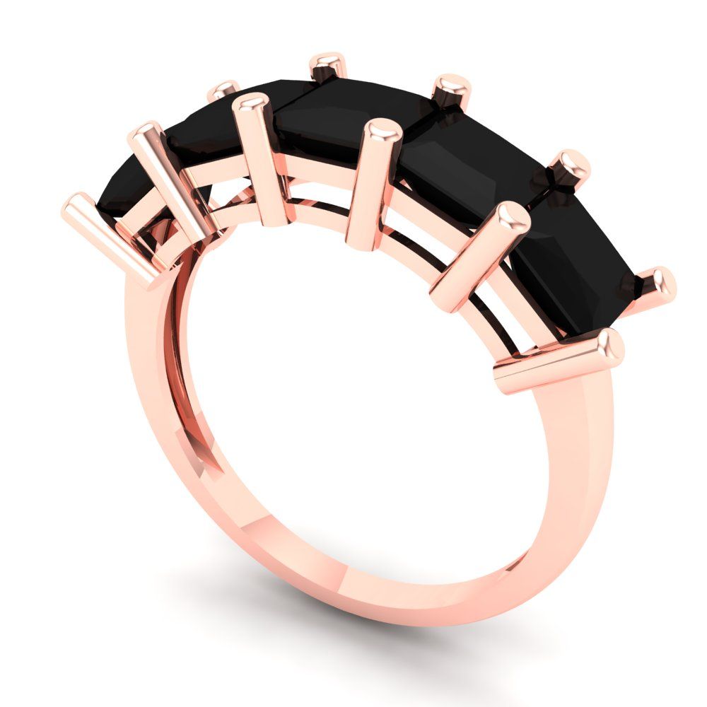 2.5 cttw Natural Onyx Princess Cut Rose Gold Eternity Wedding Band