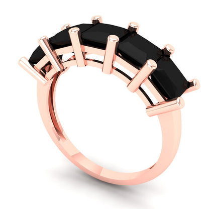 2.5 cttw Natural Onyx Princess Cut Rose Gold Eternity Wedding Band