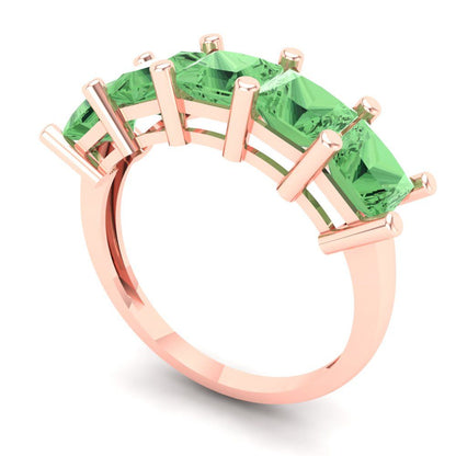 2.5 cttw Simulated Green Diamond Princess Cut Rose Gold Eternity Wedding Band