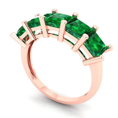 2.5 cttw Simulated Emerald Princess Cut Rose Gold Eternity Wedding Band