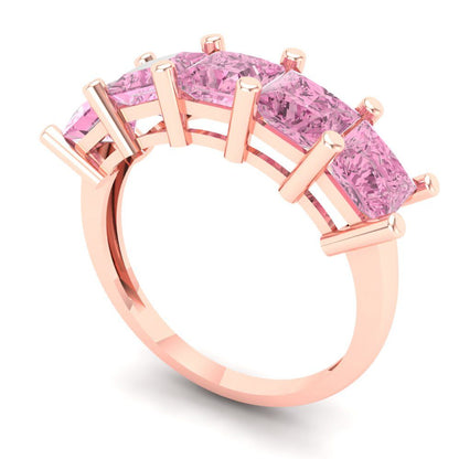 2.5 cttw Simulated Pink Diamond Princess Cut Rose Gold Eternity Wedding Band