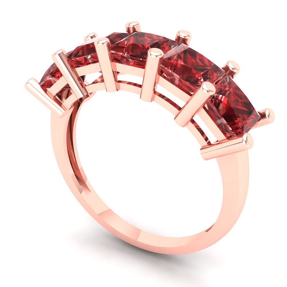 2.5 cttw Natural Garnet Princess Cut Rose Gold Eternity Wedding Band