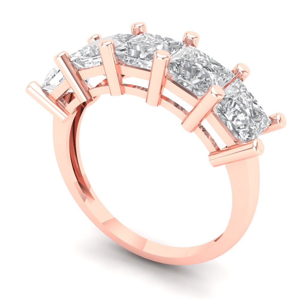 2.5 cttw Moissanite Princess Cut Rose Gold Eternity Wedding Band