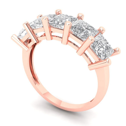 2.5 cttw Moissanite Princess Cut Rose Gold Eternity Wedding Band