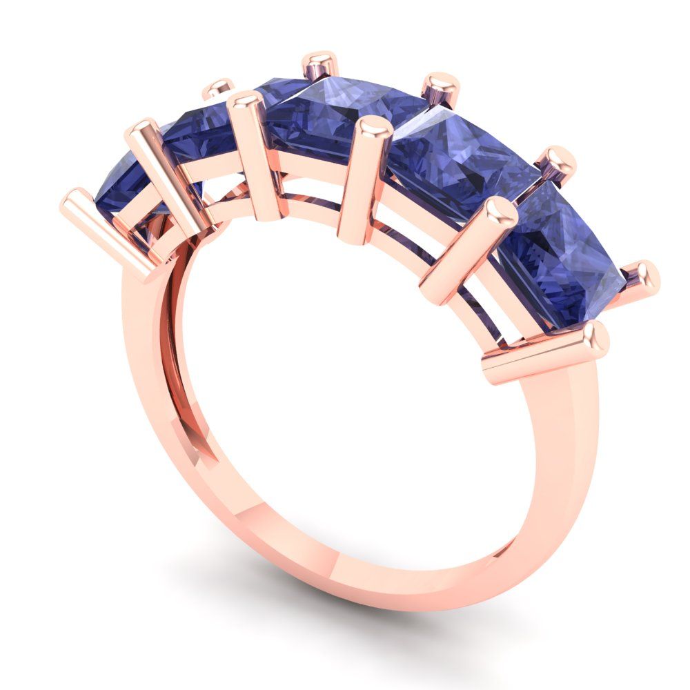 2.5 cttw Simulated Tanzanite Princess Cut Rose Gold Eternity Wedding Band