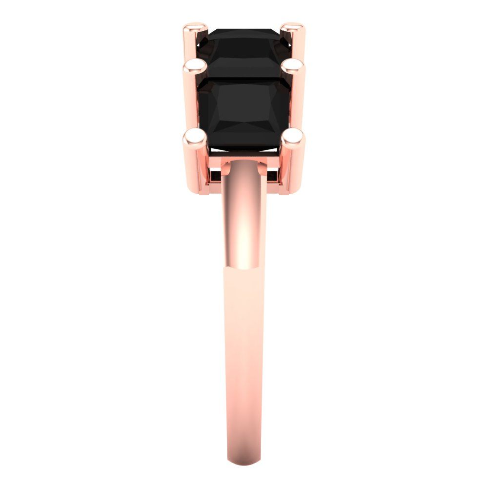 2.5 cttw Natural Onyx Princess Cut Rose Gold Eternity Wedding Band