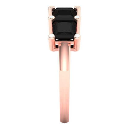 2.5 cttw Natural Onyx Princess Cut Rose Gold Eternity Wedding Band