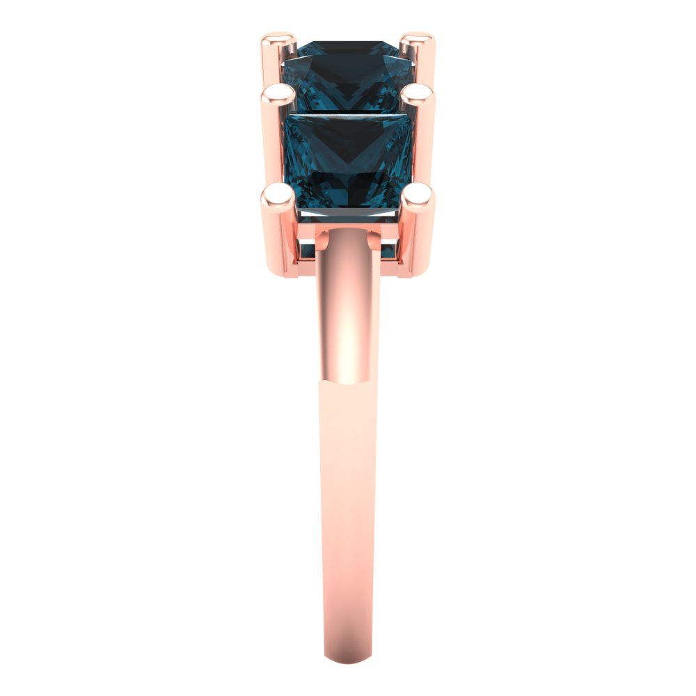 2.5 cttw Natural London Blue Topaz Princess Cut Rose Gold Eternity Wedding Band