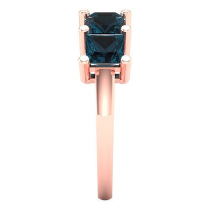 2.5 cttw Natural London Blue Topaz Princess Cut Rose Gold Eternity Wedding Band
