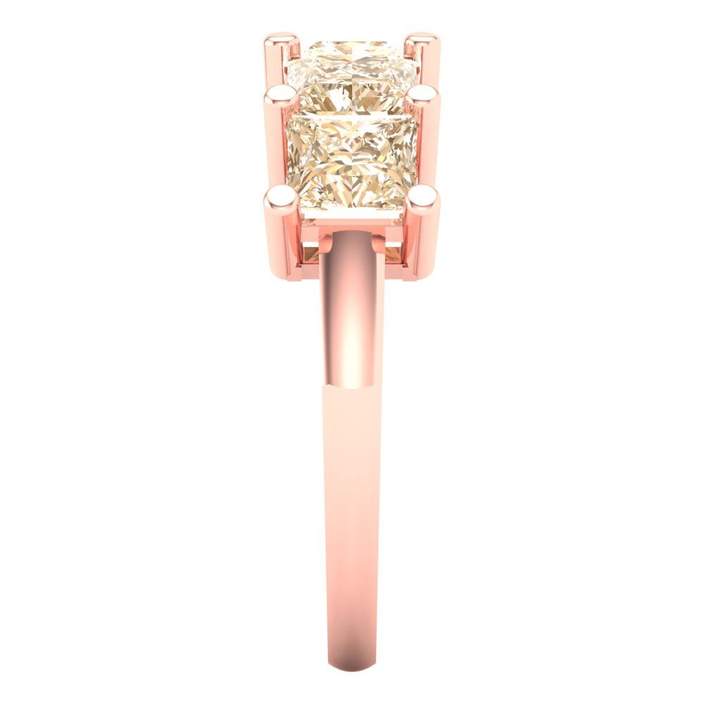 2.5 cttw Natural Morganite Princess Cut Rose Gold Eternity Wedding Band