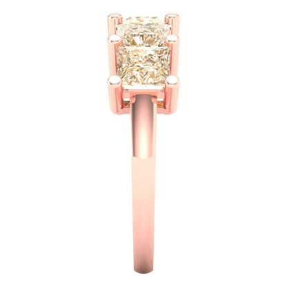 2.5 cttw Natural Morganite Princess Cut Rose Gold Eternity Wedding Band