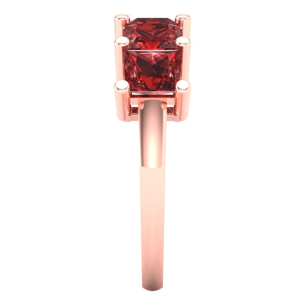2.5 cttw Natural Garnet Princess Cut Rose Gold Eternity Wedding Band