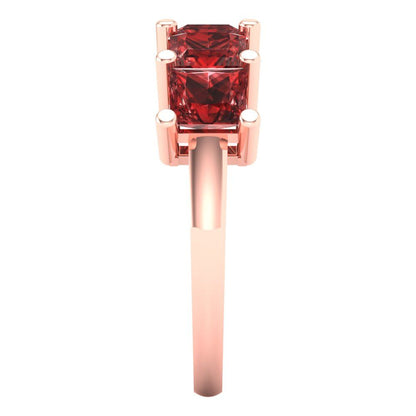 2.5 cttw Natural Garnet Princess Cut Rose Gold Eternity Wedding Band