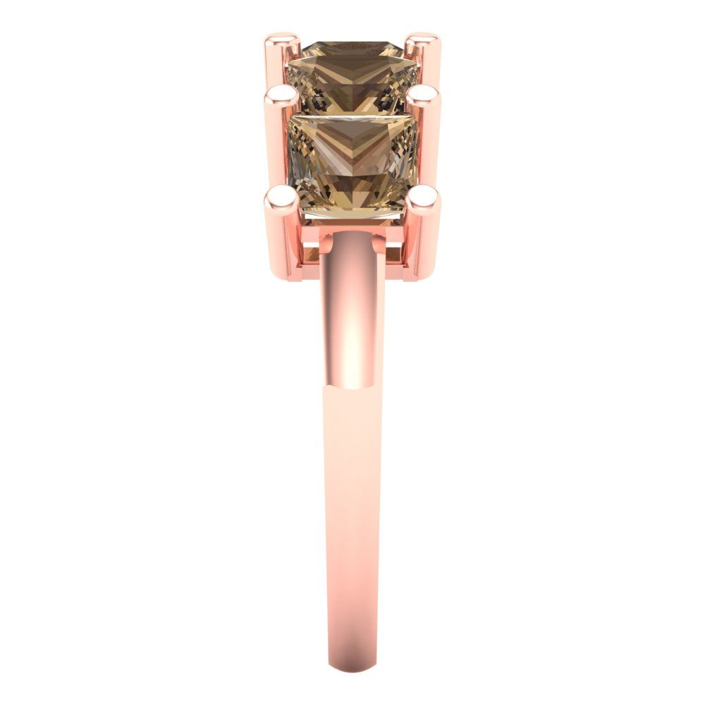2.5 cttw Simulated Champagne Diamond Princess Cut Rose Gold Eternity Wedding Band
