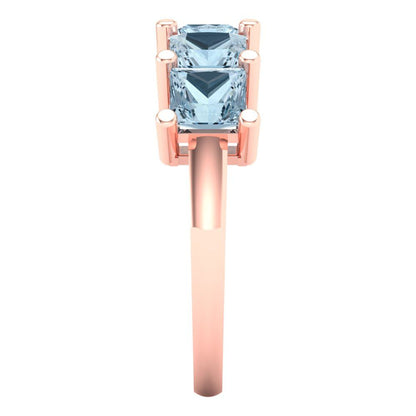 2.5 cttw Natural Sky Blue Topaz Princess Cut Rose Gold Eternity Wedding Band