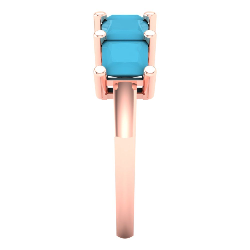 2.5 cttw Simulated Turquoise Princess Cut Rose Gold Eternity Wedding Band