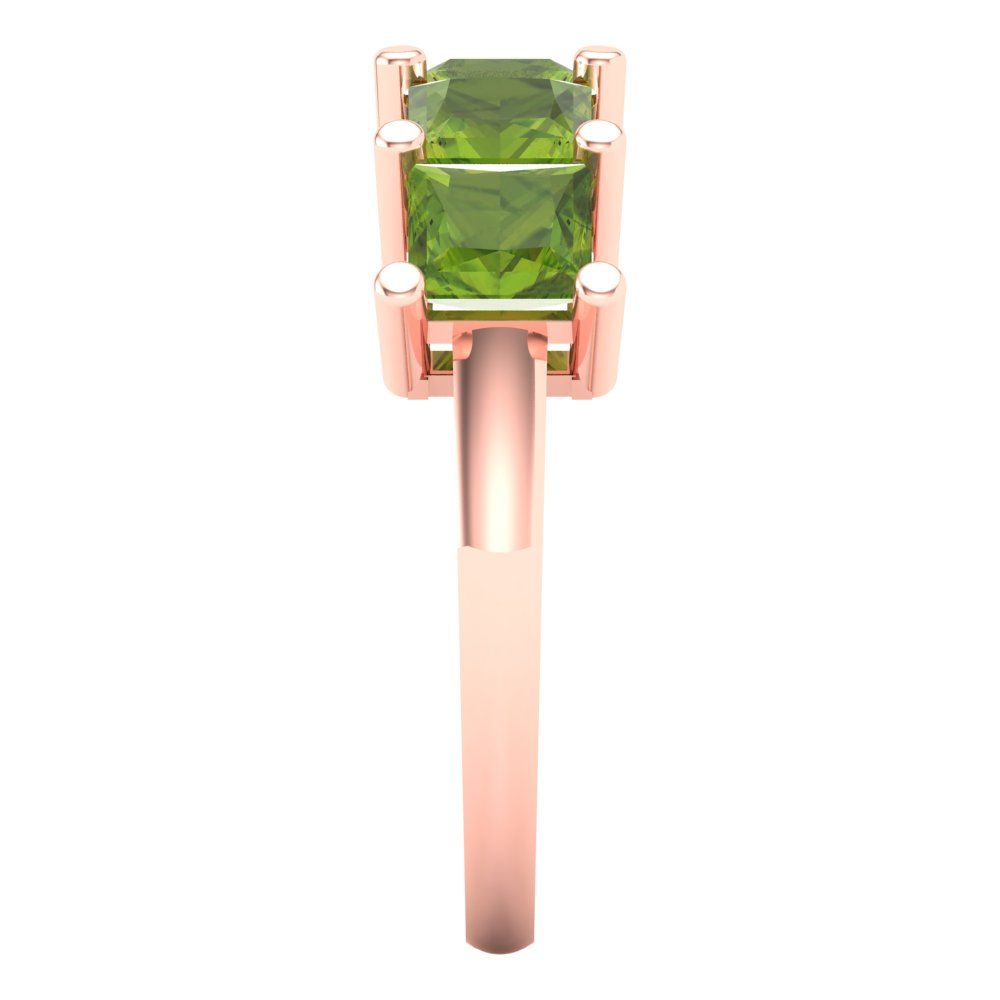 2.5 cttw Natural Peridot Princess Cut Rose Gold Eternity Wedding Band