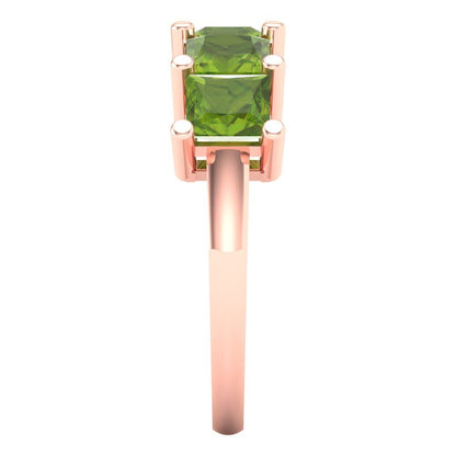 2.5 cttw Natural Peridot Princess Cut Rose Gold Eternity Wedding Band