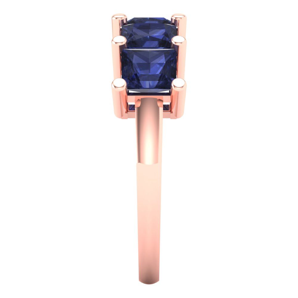 2.5 cttw Simulated Blue Sapphire Princess Cut Rose Gold Eternity Wedding Band