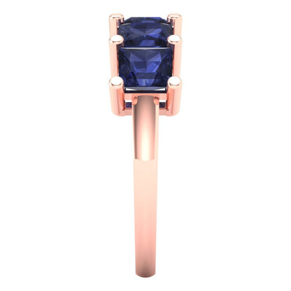 2.5 cttw Simulated Blue Sapphire Princess Cut Rose Gold Eternity Wedding Band