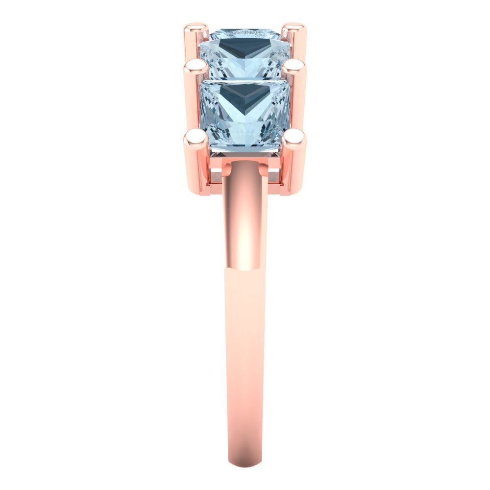 2.5 cttw Natural Swiss Blue Topaz Princess Cut Rose Gold Eternity Wedding Band