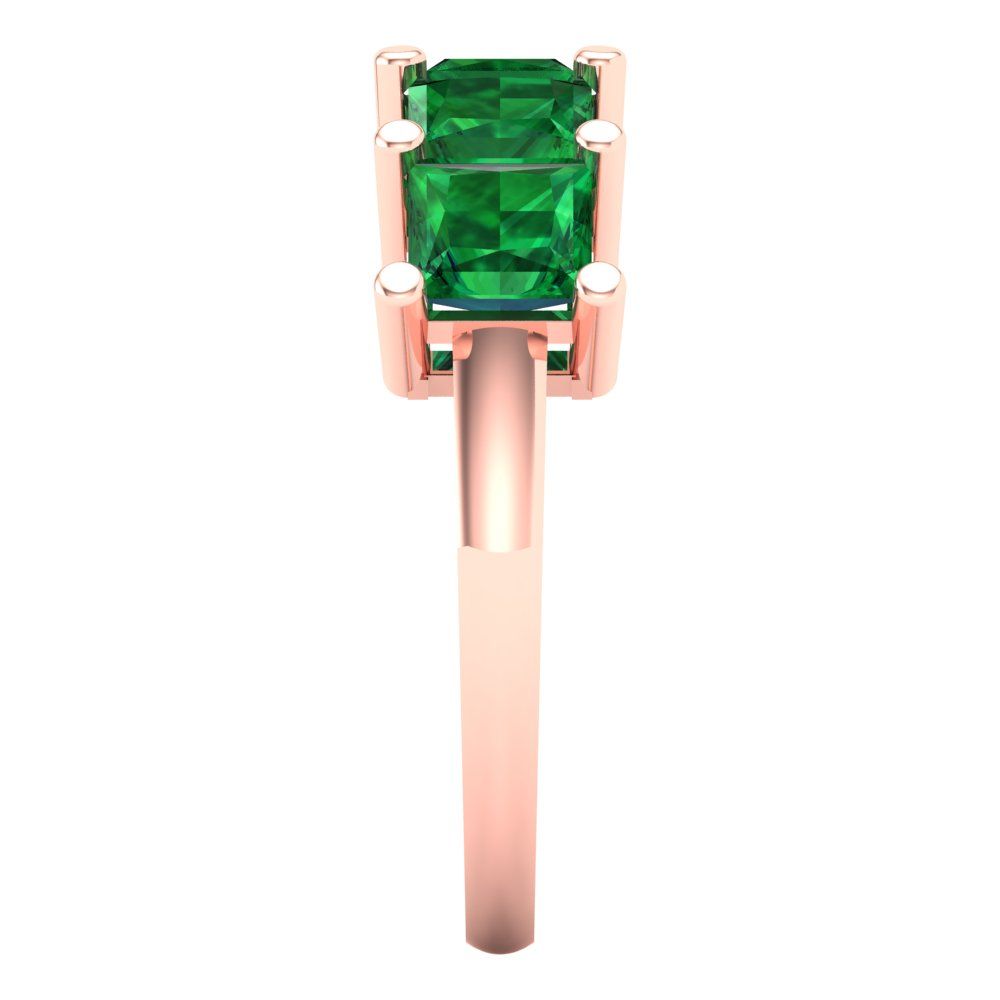 2.5 cttw Simulated Emerald Princess Cut Rose Gold Eternity Wedding Band