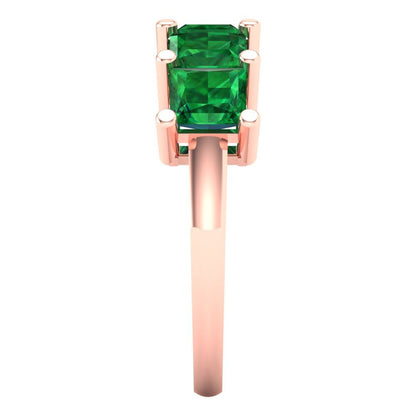 2.5 cttw Simulated Emerald Princess Cut Rose Gold Eternity Wedding Band