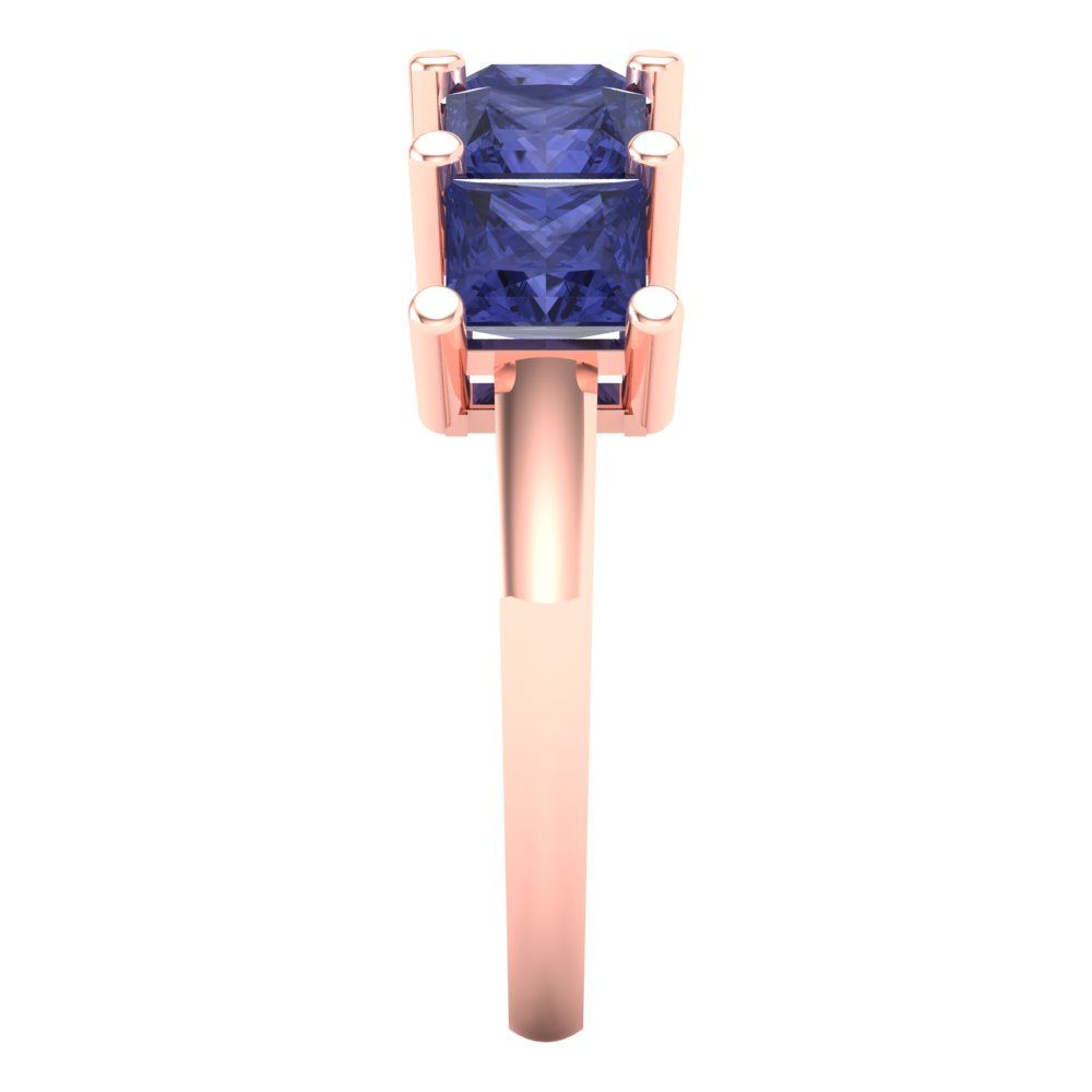 2.5 cttw Simulated Tanzanite Princess Cut Rose Gold Eternity Wedding Band