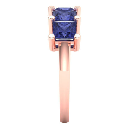 2.5 cttw Simulated Tanzanite Princess Cut Rose Gold Eternity Wedding Band