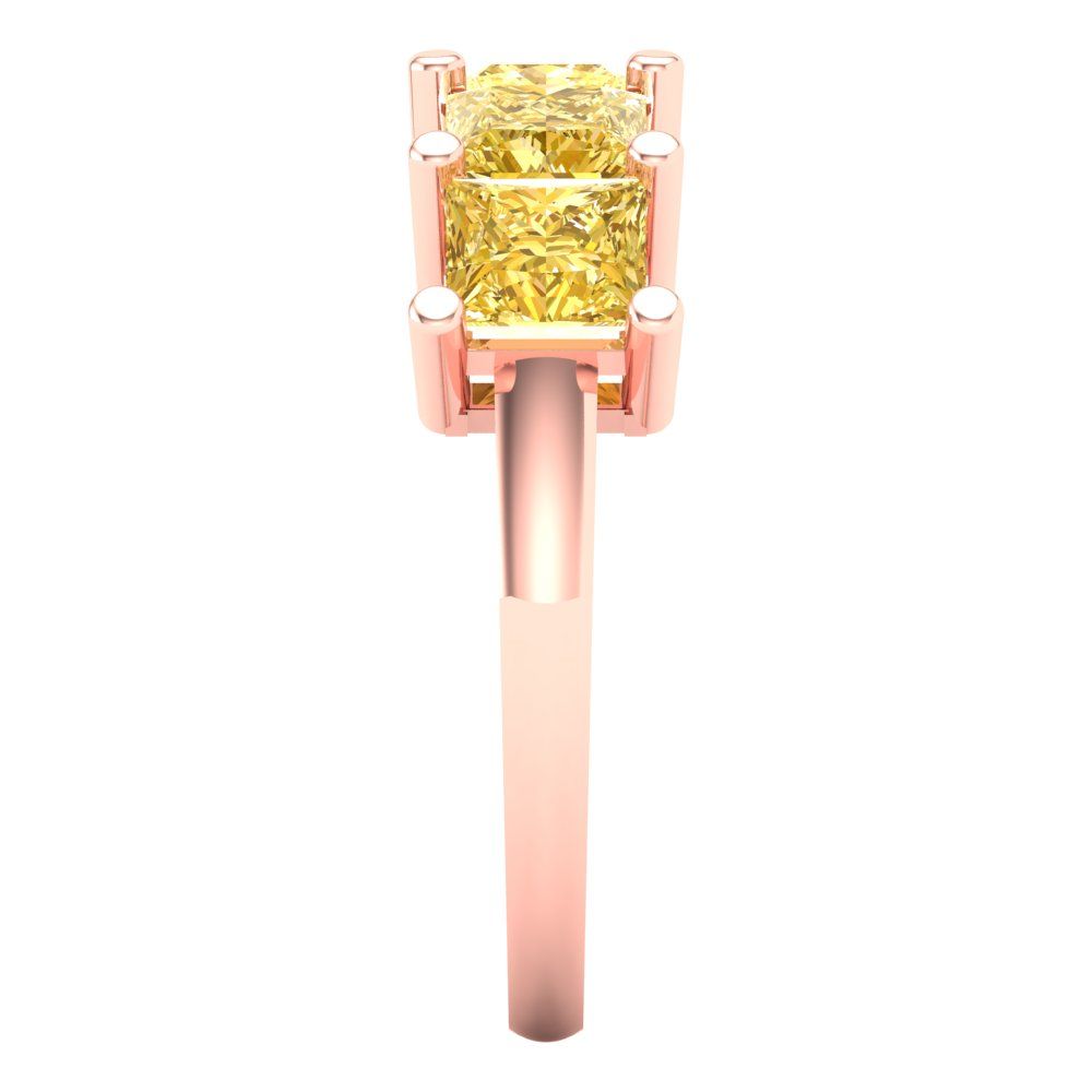 2.5 cttw Simulated Yellow Diamond Princess Cut Rose Gold Eternity Wedding Band