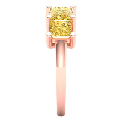 2.5 cttw Simulated Yellow Diamond Princess Cut Rose Gold Eternity Wedding Band