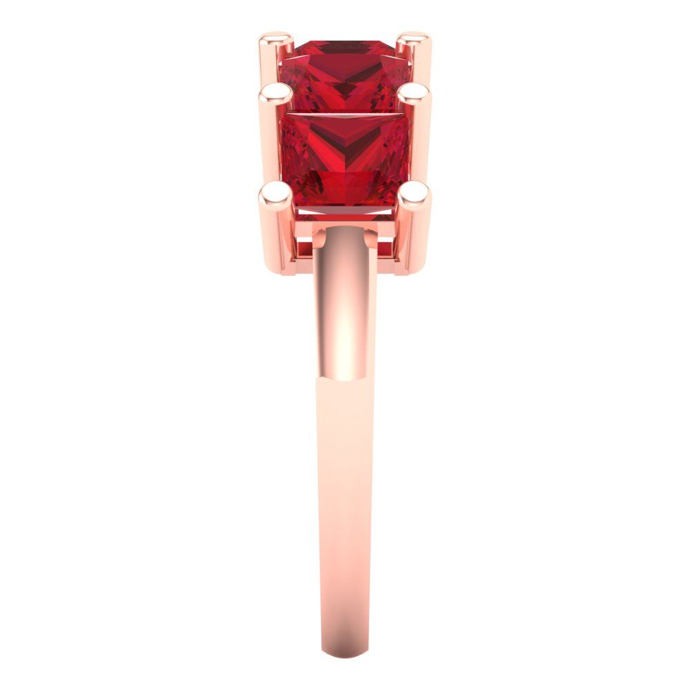 2.5 cttw Simulated Ruby Princess Cut Rose Gold Eternity Wedding Band