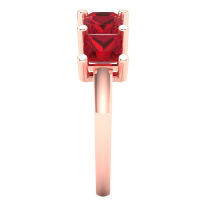 2.5 cttw Simulated Ruby Princess Cut Rose Gold Eternity Wedding Band