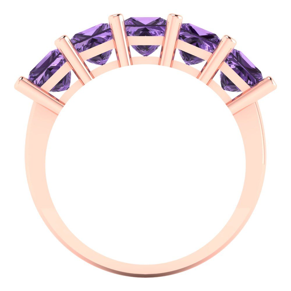 2.5 cttw Simulated Alexandrite Princess Cut Rose Gold Eternity Wedding Band