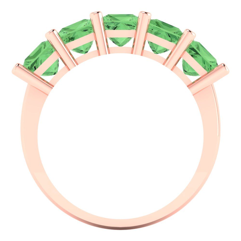 2.5 cttw Simulated Green Diamond Princess Cut Rose Gold Eternity Wedding Band