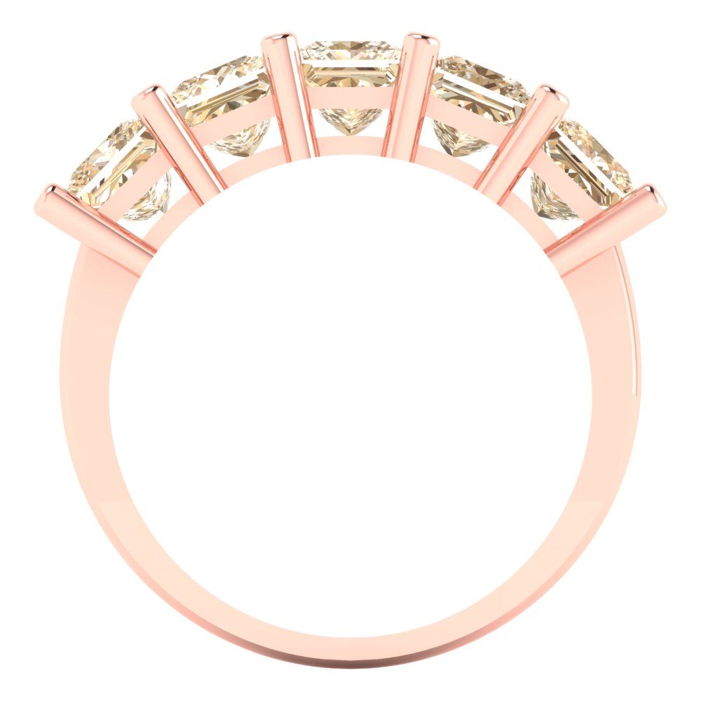 2.5 cttw Natural Morganite Princess Cut Rose Gold Eternity Wedding Band