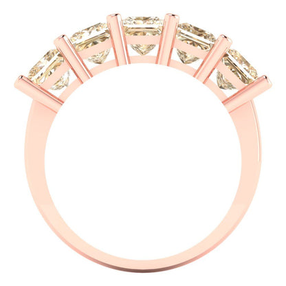 2.5 cttw Natural Morganite Princess Cut Rose Gold Eternity Wedding Band